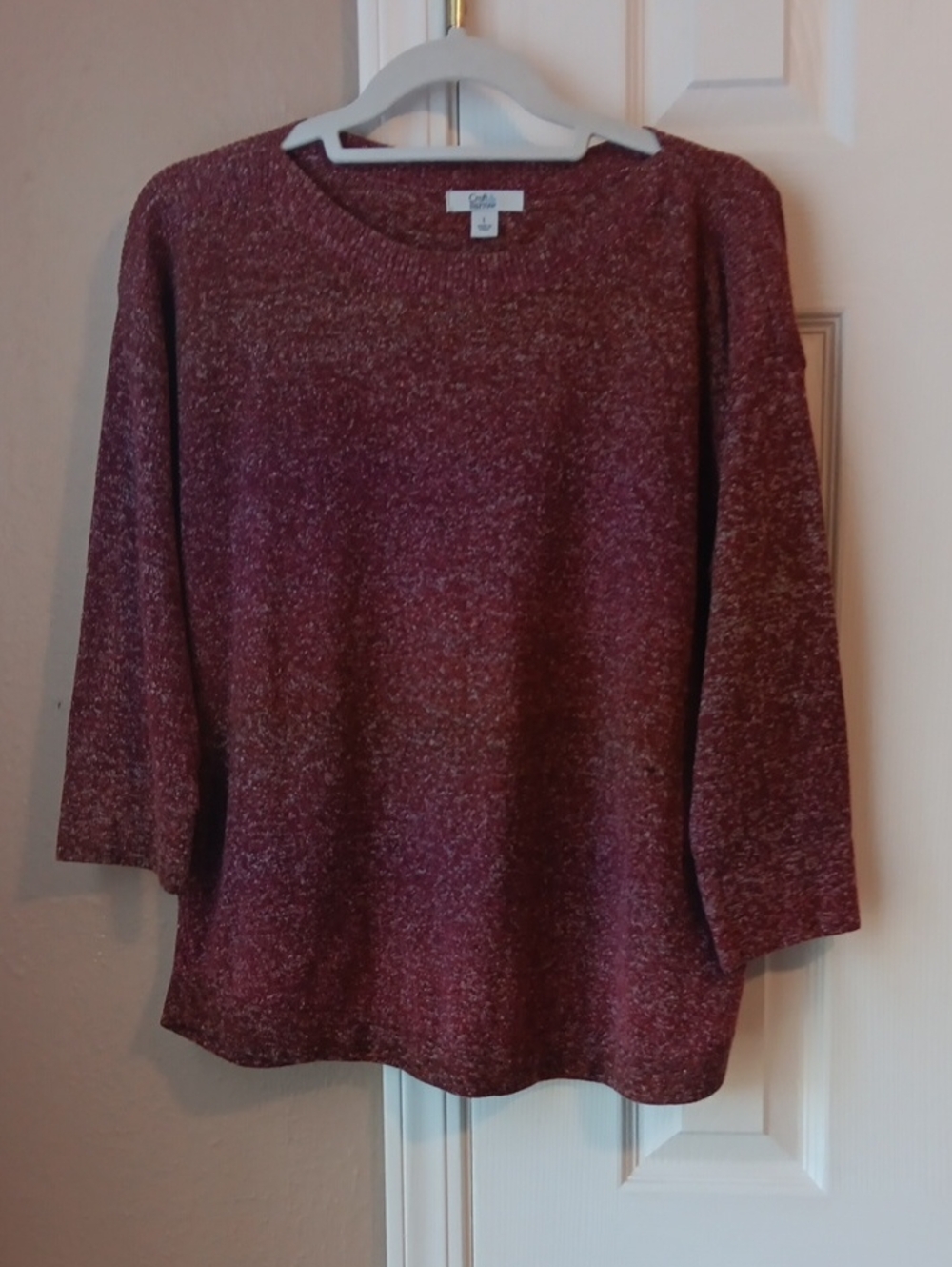 Croft & Barrow Women's PrettyMarled Wine Red Lightweight Sweater Large